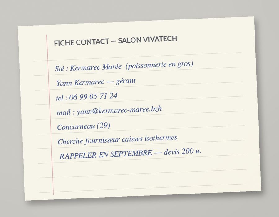 Fiche remplie à la main